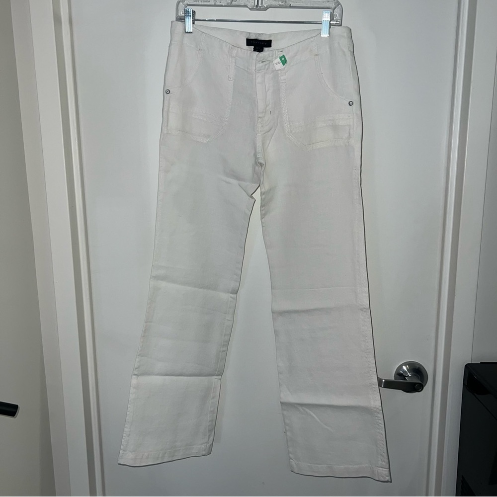 Sanctuary Straight Leg Linen Pants White